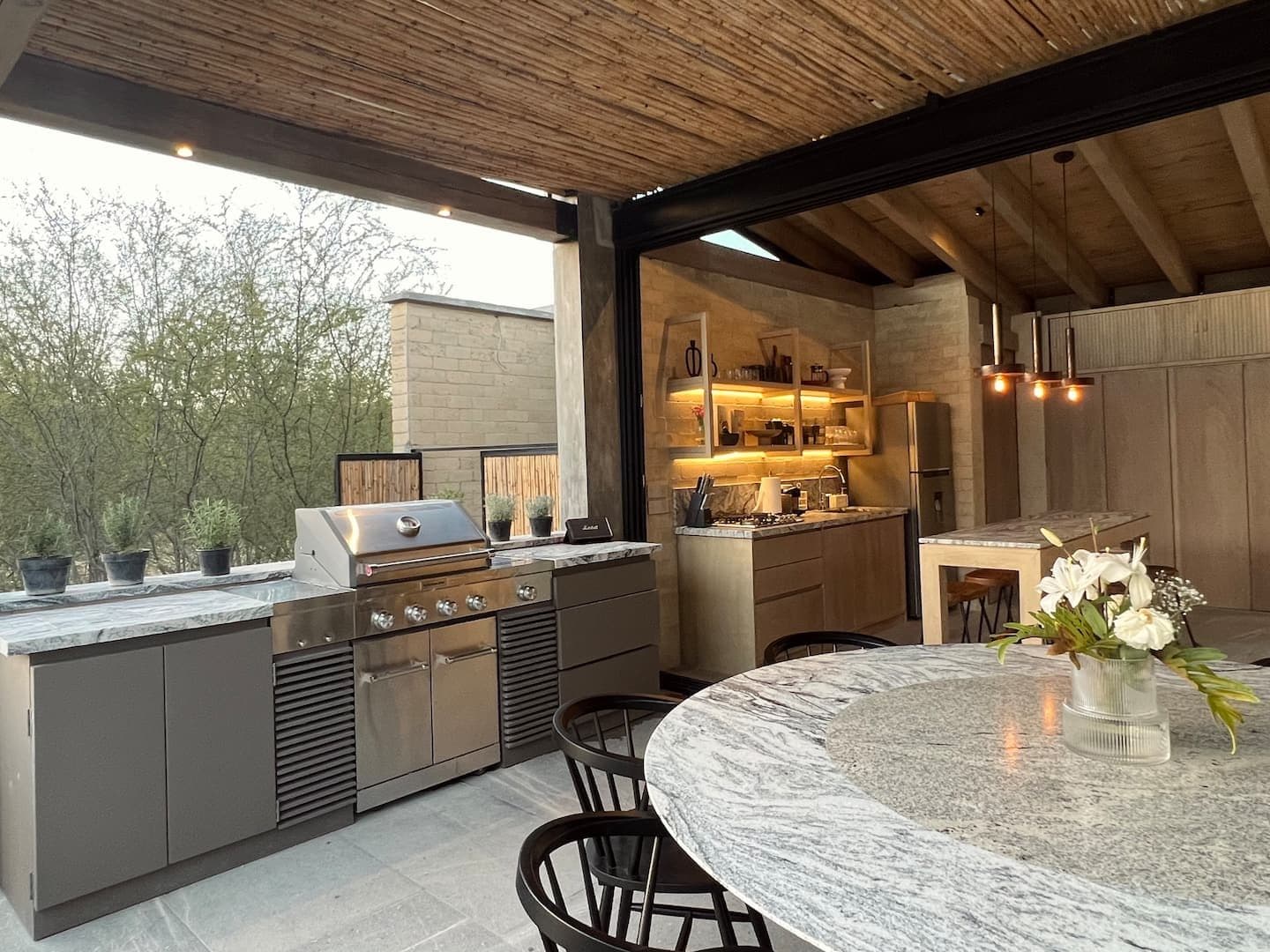 Terrace with a gas grill
